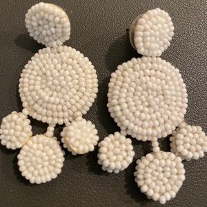 White beaded dangling earrings!!